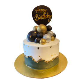 White & Gold Color Cake