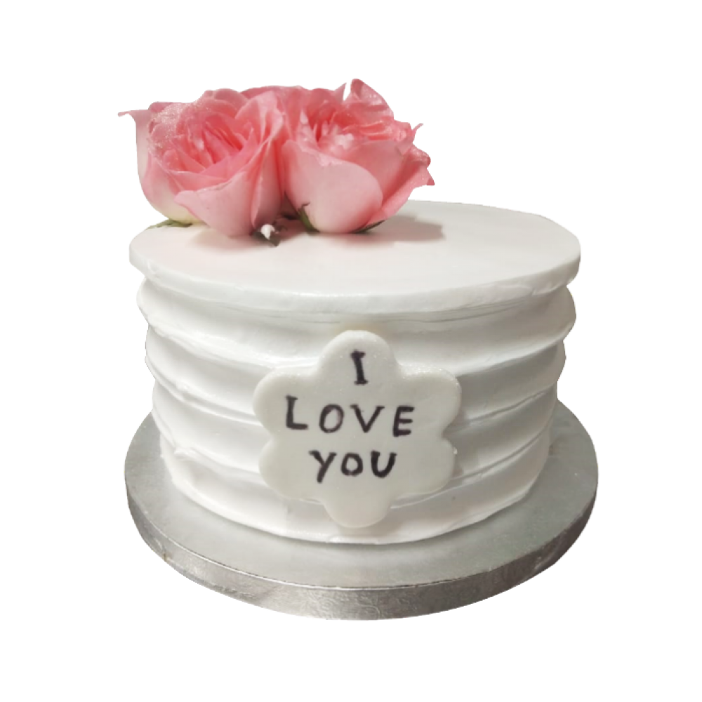 Pink Roses & white theme cake
