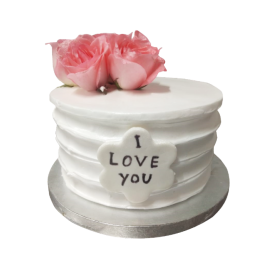 Pink Roses & white theme cake